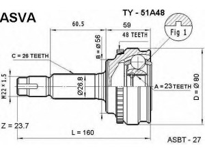 ASVA TY-51A48 jungčių komplektas, kardaninis velenas 
 Ratų pavara -> Sujungimai/komplektas
43460-09260, 43470-09430, 43470-09440