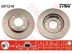 TRW DF1218 stabdžių diskas 
 Dviratė transporto priemonės -> Stabdžių sistema -> Stabdžių diskai / priedai
91517694, 95669225, 424690, 4246A6