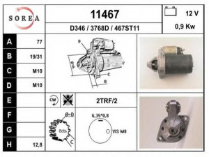 EAI 11467 starteris 
 Elektros įranga -> Starterio sistema -> Starteris
M2T40081, M3T30171, M3T32589, M3T41081