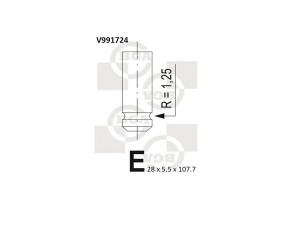 BGA V991724 išleidimo vožtuvas 
 Variklis -> Variklio uždegimo laiko reguliavimo kontrolė -> Vožtuvų eilė -> Vožtuvai/dalys
7701471379, 7701473354