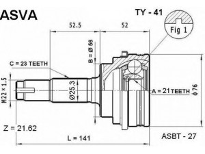 ASVA TY-41 jungčių komplektas, kardaninis velenas 
 Ratų pavara -> Sujungimai/komplektas
43460-19146, 43460-19255, 43460-19496