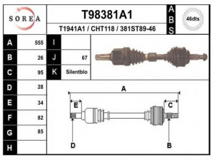EAI T98381A1 kardaninis velenas 
 Ratų pavara -> Kardaninis velenas
5274807AB