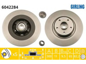 GIRLING 6042284 stabdžių diskas 
 Stabdžių sistema -> Diskinis stabdys -> Stabdžių diskas
7701206924, 8200018407, 8200663193