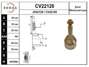 EAI CV22120K jungčių komplektas, kardaninis velenas 
 Ratų pavara -> Sujungimai/komplektas