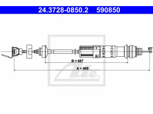 ATE 24.3728-0850.2 sankabos trosas 
 Dviratė transporto priemonės -> Kabeliai ir tachometro velenaai -> Sankabos trosas
2150 AH, 2150 CF, 2150 CS, 2150 CX