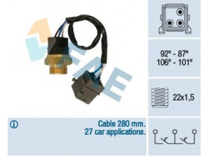 FAE 38400 temperatūros jungiklis, radiatoriaus ventiliatorius 
 Aušinimo sistema -> Siuntimo blokas, aušinimo skysčio temperatūra
40 86 682, 95 67 967