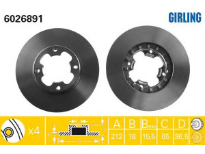 GIRLING 6026891 stabdžių diskas 
 Stabdžių sistema -> Diskinis stabdys -> Stabdžių diskas
725431150, 725431300, 725431301