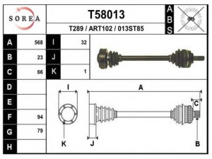 EAI T58013 kardaninis velenas 
 Ratų pavara -> Kardaninis velenas
535015, 795138