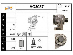 SNRA VO8037 kintamosios srovės generatorius 
 Elektros įranga -> Kint. sr. generatorius/dalys -> Kintamosios srovės generatorius
8602343, 8602629, 8602710, 8622786