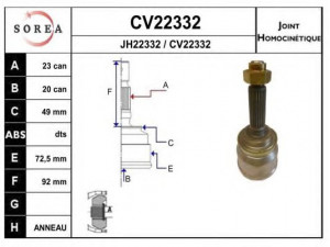 EAI CV22332K jungčių komplektas, kardaninis velenas 
 Ratų pavara -> Sujungimai/komplektas