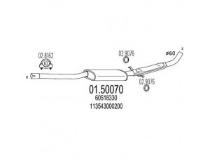 MTS 01.50070 vidurinis duslintuvas 
 Išmetimo sistema -> Duslintuvas
113543000200, 60518330