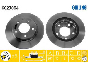 GIRLING 6027054 stabdžių diskas 
 Stabdžių sistema -> Diskinis stabdys -> Stabdžių diskas
3415598, 3898004, F32Z2C026A, G0YN26251