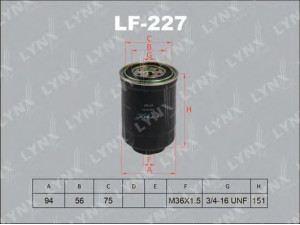 LYNXauto LF-227 kuro filtras 
 Techninės priežiūros dalys -> Papildomas remontas
1952956, 1960482, 5-86102-498-0
