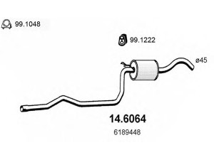 ASSO 14.6064 vidurinis duslintuvas 
 Išmetimo sistema -> Duslintuvas
1030384, 1030387, 1460172, 6189448