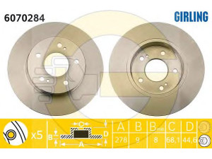 GIRLING 6070284 stabdžių diskas 
 Stabdžių sistema -> Diskinis stabdys -> Stabdžių diskas
432062Y503, 4320631U10, 4320631U12