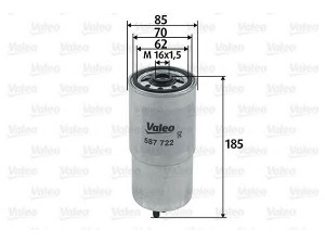 VALEO 587722 kuro filtras 
 Degalų tiekimo sistema -> Kuro filtras/korpusas
6213, 13 32 2 243 653, 13322243653