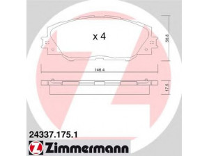 ZIMMERMANN 24337.175.1 stabdžių trinkelių rinkinys, diskinis stabdys 
 Techninės priežiūros dalys -> Papildomas remontas
04465-42140, 04465-42150