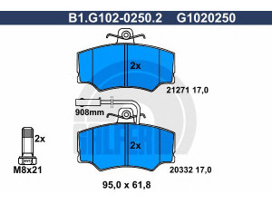 GALFER B1.G102-0250.2 stabdžių trinkelių rinkinys, diskinis stabdys 
 Techninės priežiūros dalys -> Papildomas remontas
60765018, 60776098, 60778676