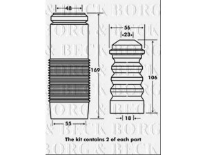 BORG & BECK BPK7047 apsauginio dangtelio komplektas, amortizatorius