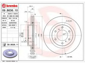 BREMBO 09.B636.11 stabdžių diskas 
 Stabdžių sistema -> Diskinis stabdys -> Stabdžių diskas
4615A038