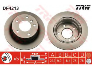 TRW DF4213 stabdžių diskas 
 Dviratė transporto priemonės -> Stabdžių sistema -> Stabdžių diskai / priedai
34211160809, 34216758522, 34216758552