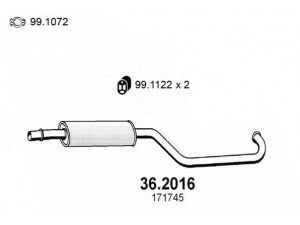 ASSO 36.2016 priekinis duslintuvas 
 Išmetimo sistema -> Duslintuvas
171727, 171745