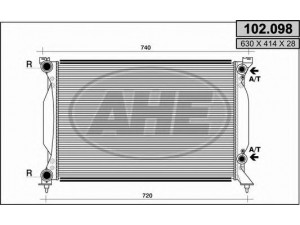 AHE 102.098 radiatorius, variklio aušinimas 
 Aušinimo sistema -> Radiatorius/alyvos aušintuvas -> Radiatorius/dalys
8E0121251AE
