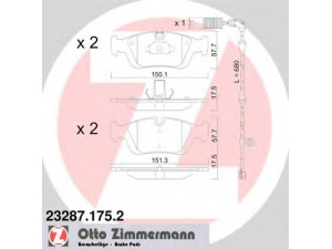 ZIMMERMANN 23287.175.2 stabdžių trinkelių rinkinys, diskinis stabdys 
 Techninės priežiūros dalys -> Papildomas remontas