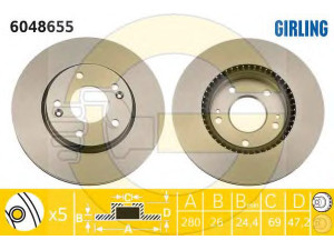 GIRLING 6048655 stabdžių diskas 
 Dviratė transporto priemonės -> Stabdžių sistema -> Stabdžių diskai / priedai
517121H000, 517121H100, 517122K100