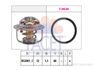 FACET 7.8554 termostatas, aušinimo skystis 
 Aušinimo sistema -> Termostatas/tarpiklis -> Thermostat
71750802, 17670-66D00-000, 17670-66D01-000