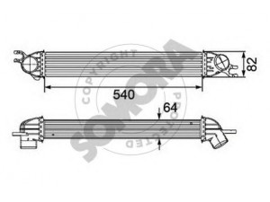 SOMORA 040145 tarpinis suslėgto oro aušintuvas, kompresorius 
 Variklis -> Oro tiekimas -> Įkrovos agregatas (turbo/superįkrova) -> Tarpinis suslėgto oro aušintuvas
17512751277