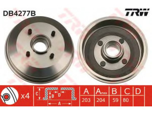 TRW DB4277B stabdžių būgnas 
 Stabdžių sistema -> Būgninis stabdys -> Stabdžių būgnas
1011288, 1499062, 4053719, 7173157