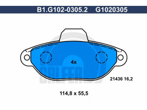 GALFER B1.G102-0305.2 stabdžių trinkelių rinkinys, diskinis stabdys 
 Techninės priežiūros dalys -> Papildomas remontas
5892737, 71737179, 71769056, 71770985