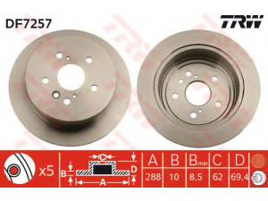 TRW DF7257 stabdžių diskas 
 Stabdžių sistema -> Diskinis stabdys -> Stabdžių diskas
4243148040, 4243148041, 4243148050