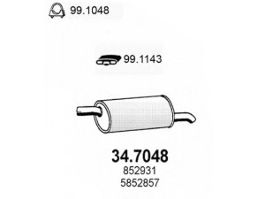 ASSO 34.7048 galinis duslintuvas 
 Išmetimo sistema -> Duslintuvas
5852857, 5852990, 852931, 852974