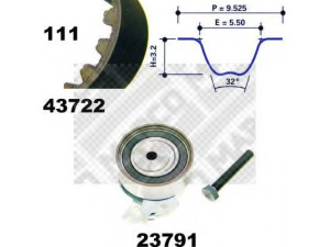 MAPCO 23722 paskirstymo diržo komplektas 
 Techninės priežiūros dalys -> Papildomas remontas
1606368, 1606369, 93188125, 93188126