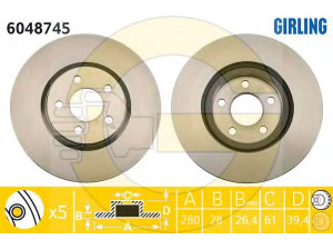 GIRLING 6048745 stabdžių diskas 
 Dviratė transporto priemonės -> Stabdžių sistema -> Stabdžių diskai / priedai
05273141AA, 5273141AA