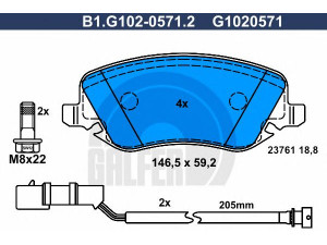 GALFER B1.G102-0571.2 stabdžių trinkelių rinkinys, diskinis stabdys 
 Techninės priežiūros dalys -> Papildomas remontas
77362141, 77362272, 9949293
