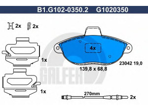 GALFER B1.G102-0350.2 stabdžių trinkelių rinkinys, diskinis stabdys 
 Techninės priežiūros dalys -> Papildomas remontas
4251 26, 4251 50, 4254 54, 71711135