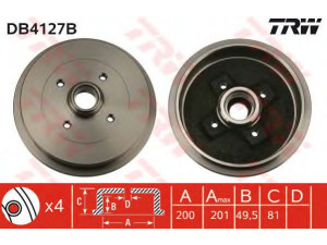 TRW DB4127B stabdžių būgnas 
 Stabdžių sistema -> Būgninis stabdys -> Stabdžių būgnas
191501615A, 1H0501615, 1H0501615A