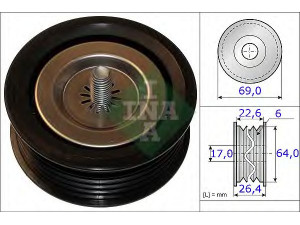 INA 532 0671 10 kreipiantysis skriemulys, V formos rumbuotas diržas 
 Diržinė pavara -> V formos rumbuotas diržas/komplektas -> Laisvasis/kreipiamasis skriemulys
11927HG00B, 651 200 06 70