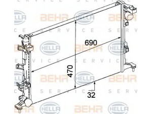 HELLA 8MK 376 745-711 radiatorius, variklio aušinimas 
 Aušinimo sistema -> Radiatorius/alyvos aušintuvas -> Radiatorius/dalys
21 41 000 07R