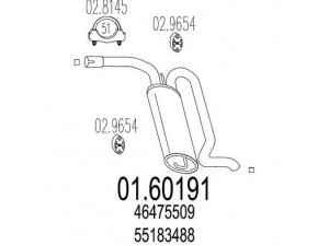 MTS 01.60191 galinis duslintuvas 
 Išmetimo sistema -> Duslintuvas
46475509, 46475514, 55183488