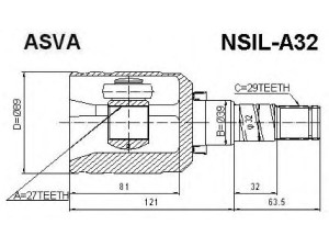 ASVA NSIL-A32 jungčių komplektas, kardaninis velenas 
 Ratų pavara -> Sujungimai/komplektas
39711-86E00