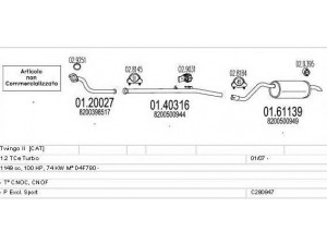 MTS C280847015945 išmetimo sistema 
 Išmetimo sistema -> Išmetimo sistema, visa