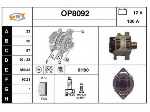 SNRA OP8092 kintamosios srovės generatorius
6204095, 9195336