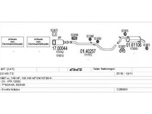 MTS C260833023846 išmetimo sistema 
 Išmetimo sistema -> Išmetimo sistema, visa