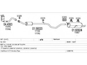 MTS C260716010632 išmetimo sistema 
 Išmetimo sistema -> Išmetimo sistema, visa