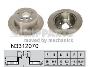 NIPPARTS N3312070 stabdžių diskas 
 Dviratė transporto priemonės -> Stabdžių sistema -> Stabdžių diskai / priedai
42431-06110, 42431-06170, 42431-33130