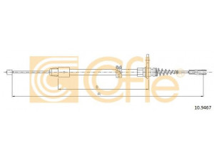 COFLE 10.9467 trosas, stovėjimo stabdys 
 Stabdžių sistema -> Valdymo svirtys/trosai
2044201785, 2044202685, A2044201785